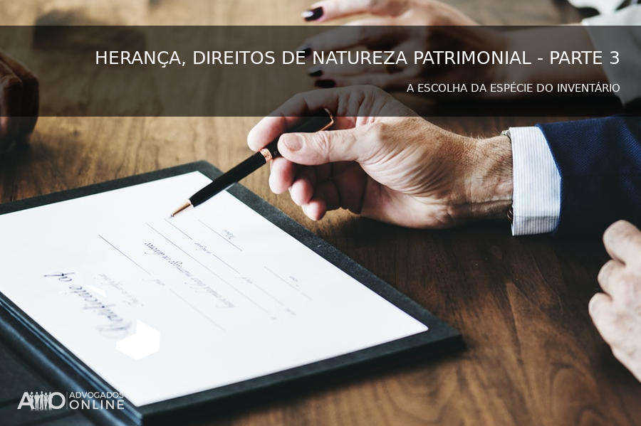 Banner do artigo HERANÇA, DIREITOS DE NATUREZA PATRIMONIAL - PARTE 3 (A ESCOLHA DA ESPÉCIE DE INVENTÁRIO)